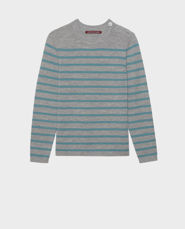 MADDY - Striped merino wool jumper Str_ltgry_ trs