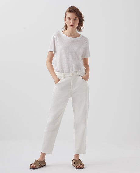 AMANDINE - linen round neck t-shirt 00 white 2ste055f05