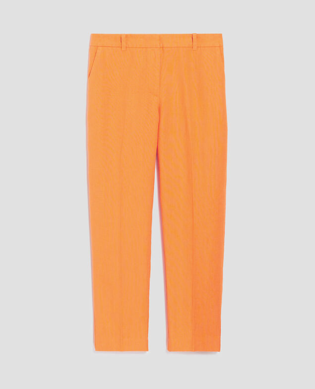 MARGUERITE - Linen cigarette trousers H220 apricot tan