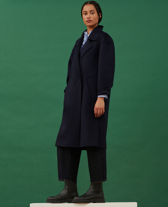 Double-sided wool and cashmere coat 7012C 69 NAVY