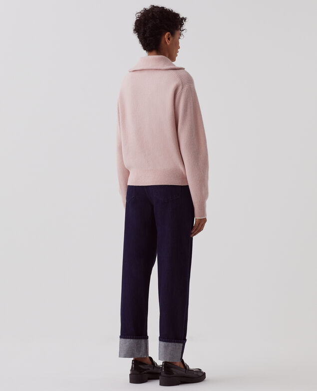 Half-zip wool jumper U110 pink