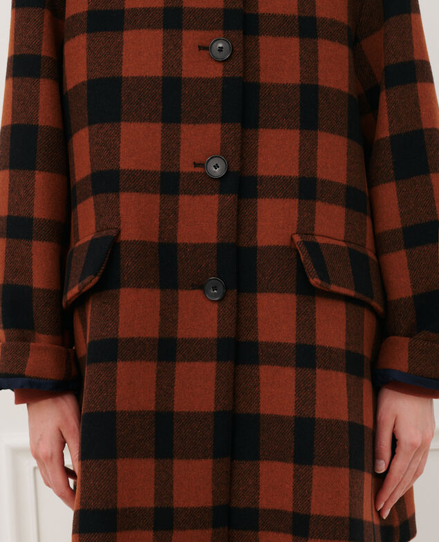 Wool blend short coat 8861 29 darkorange check