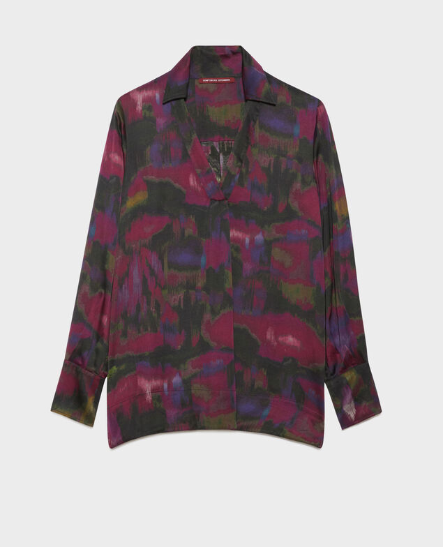Silky printed blouse A770 print bolero purple 3wbl074v23