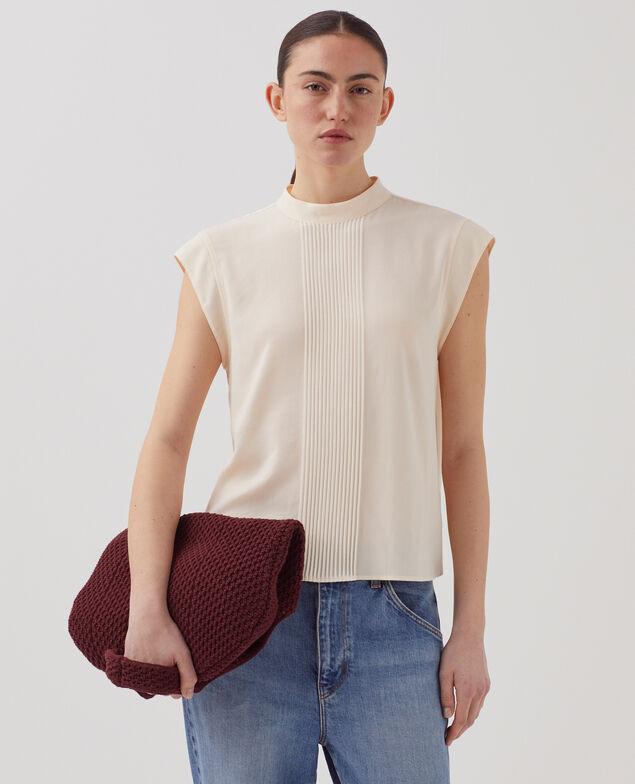 Silky sleeveless blouse J300 natural