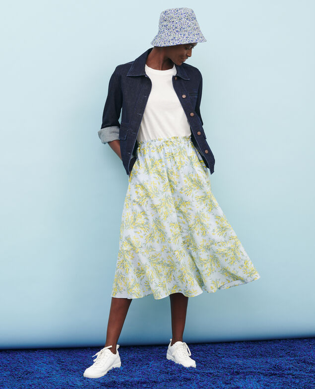 Floral cotton voile skirt 93 print blue