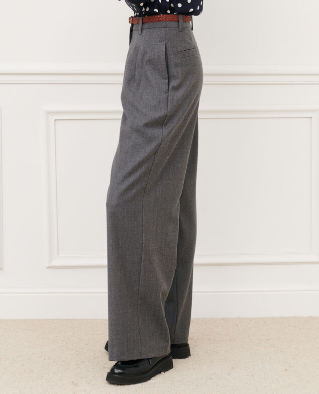 YVONNE - Wide cashmere wool trousers 4275 medium_grey_melange Mafare