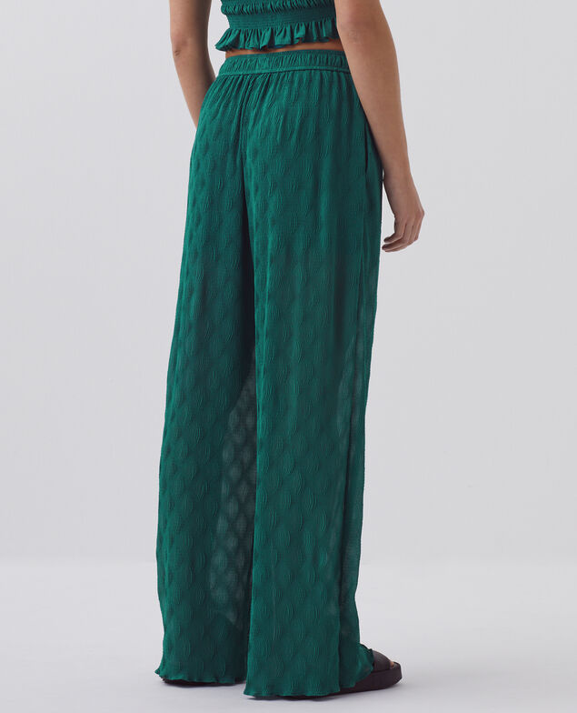 Loose silky trousers H644 spruced-up blue
