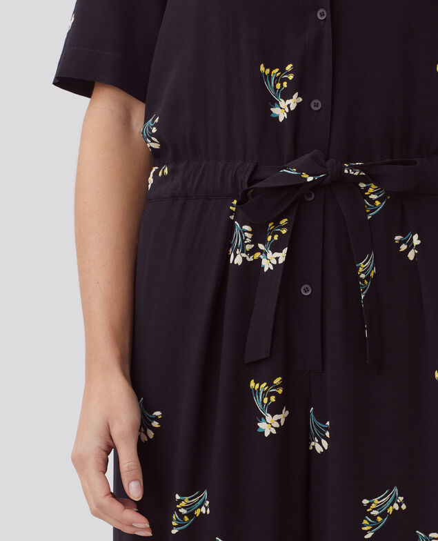 Silky jumpsuit J091 fl bouquet black