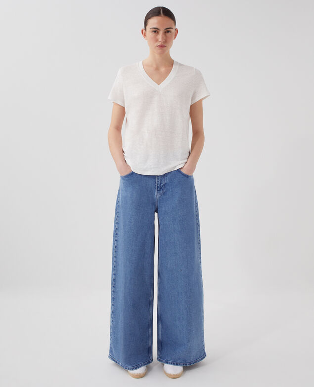 SARAH - Linen V-neck t-shirt U010 off white