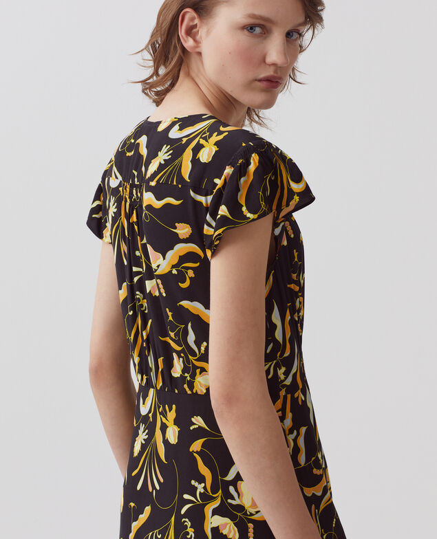 LUDIVINE - Fluid printed dress H094 delicate fl black2