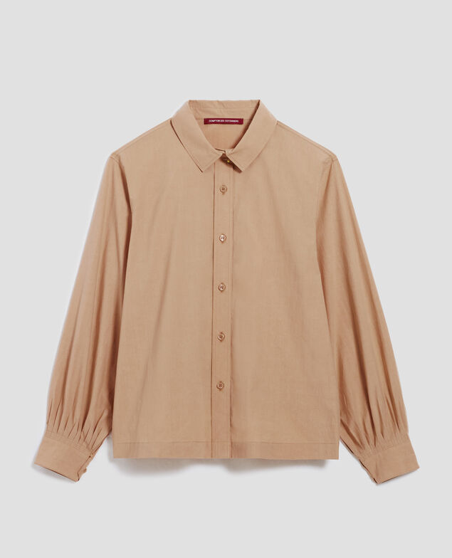 Loose cotton shirt H322 travertine