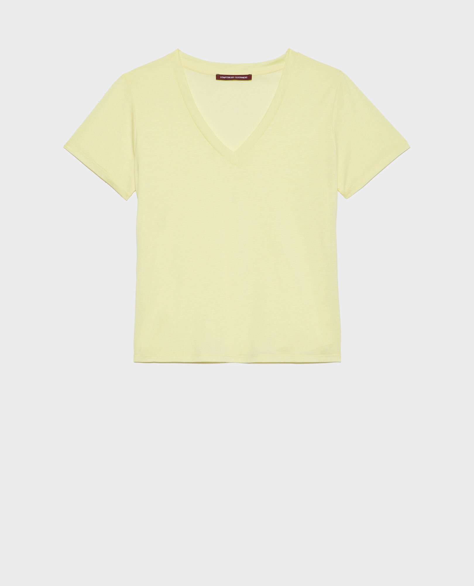 LÉA - Loose V-neck t-shirt 41 yellow Paberne