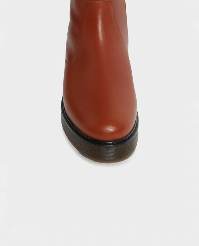 Leather wedge boots Brandy brown