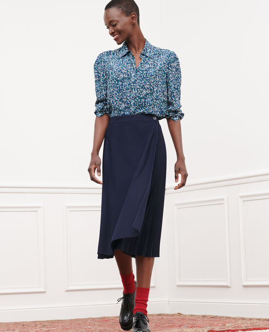 Flannel pleated skirt 7012C 69 NAVY