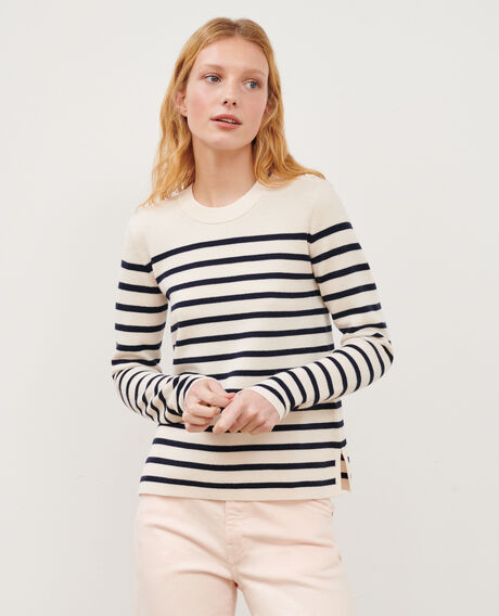 MADDY - Striped merino wool jumper 8842 01 offwhite 2wju244w21