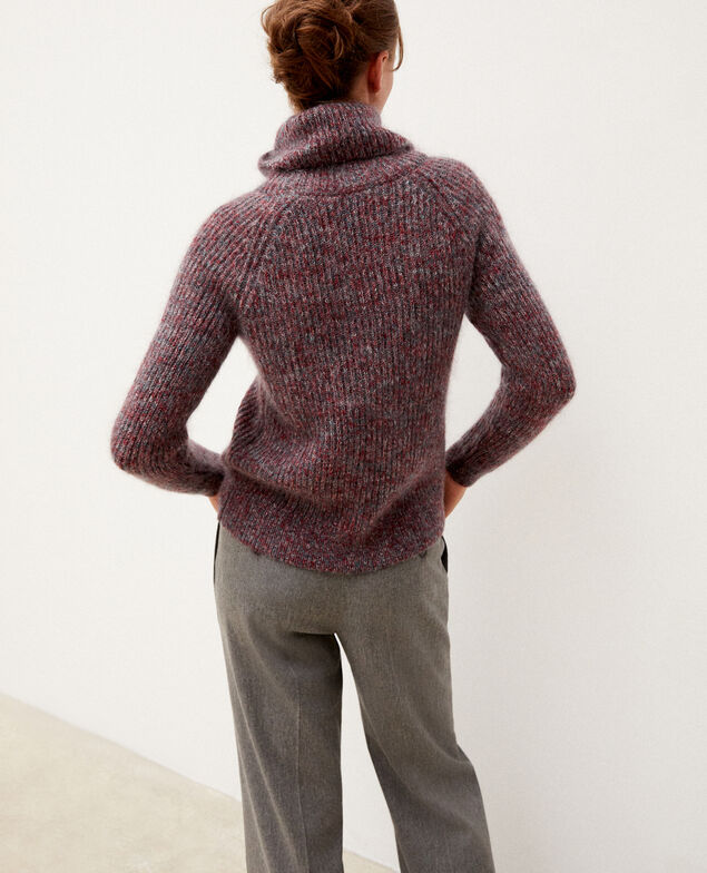 Mohair blend roll neck jumper Rio red/ever green/off white