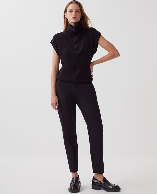 Half-zip sleeveless linen jumper H091 black beauty
