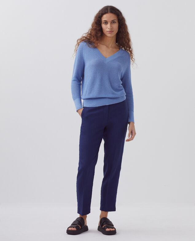 Linen V-neck jumper H605 savoie