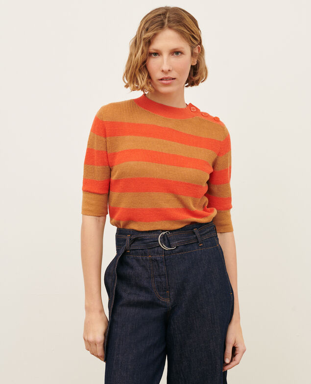 Short-sleeve linen jumper 0240 tiger lily stripes 3sju093l01