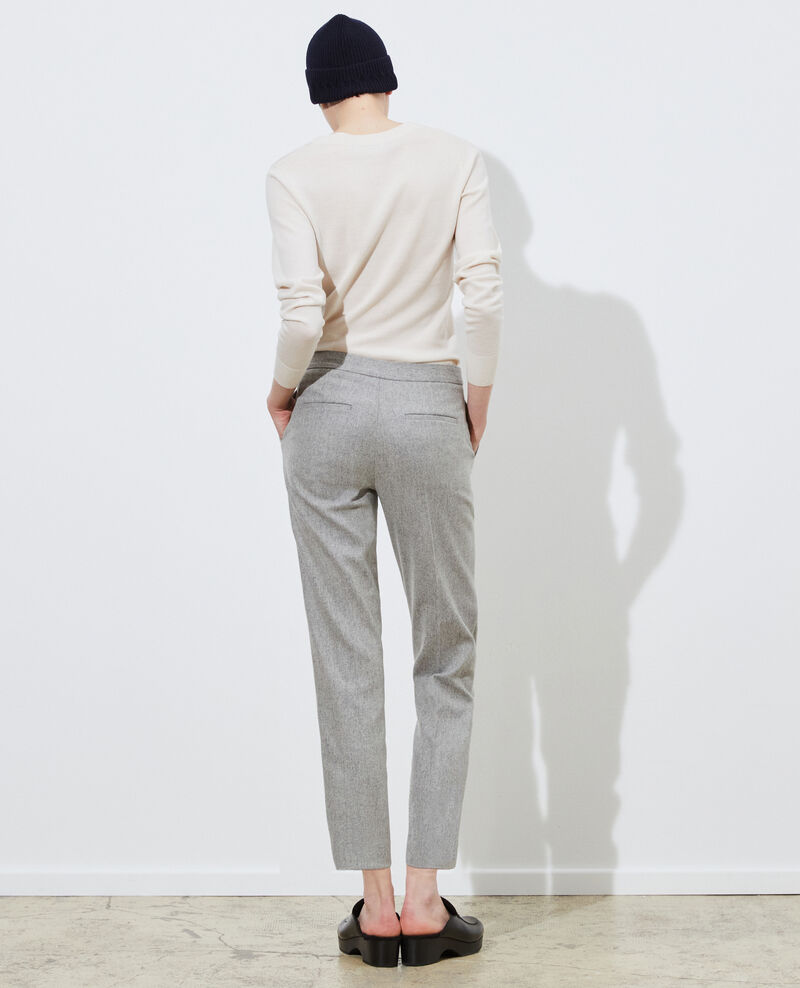 MARGUERITE - Cigarette trousers Light grey melange Mokyo