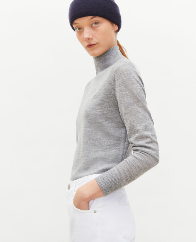 Turtleneck merino wool jumper Light grey melange