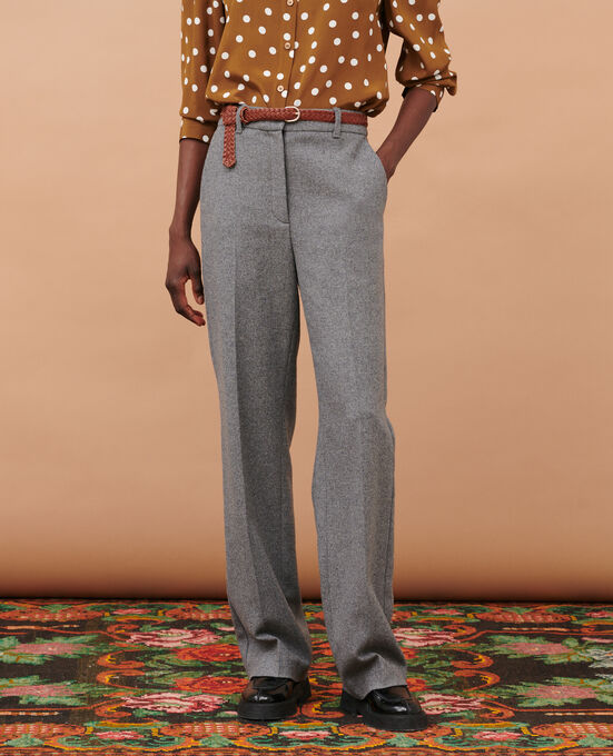 BLANDINE - Flannel straight trousers 8901 04 GRAY