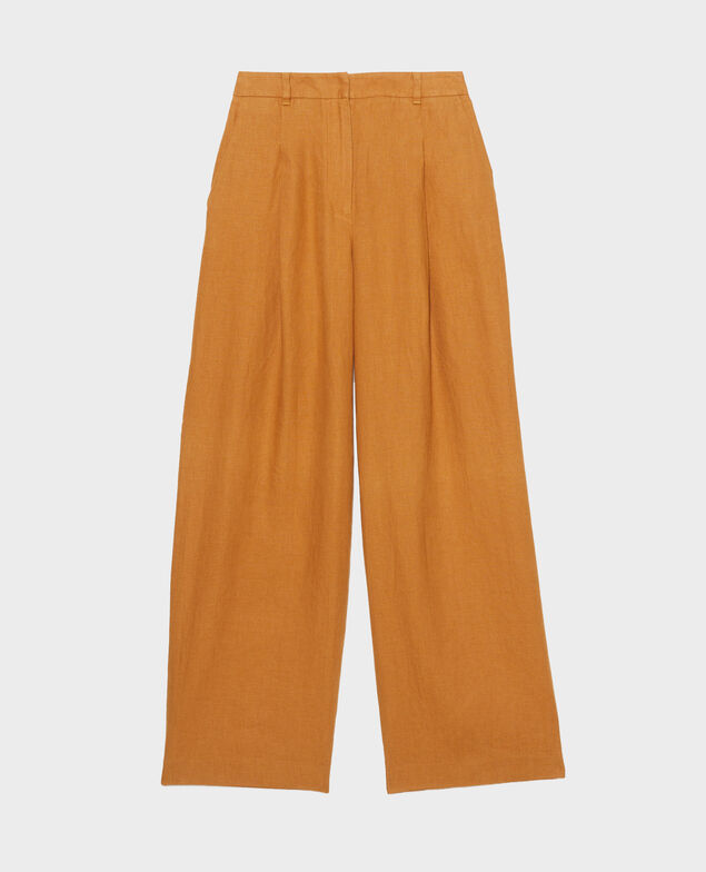 YVONNE - Wide linen trousers 36 brown