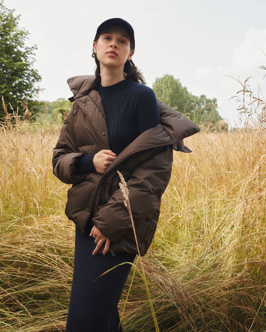 MARGOTTE - Mid-length down jacket A371 SOLID BROWN COFFEE
