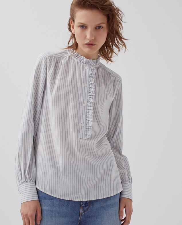 Ruffled blouse I098 st black blue