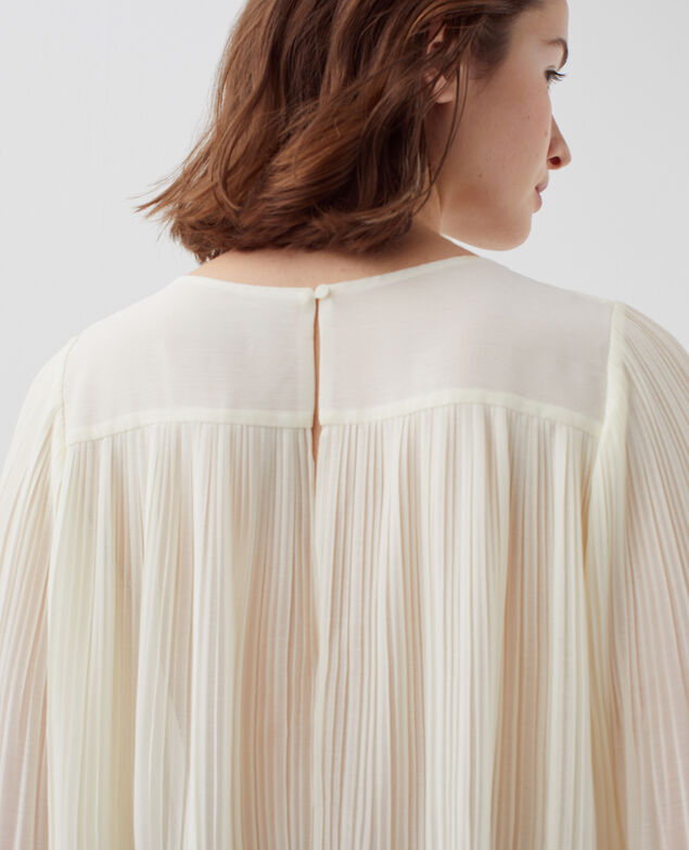 Pleated blouse I012 papyrus creme