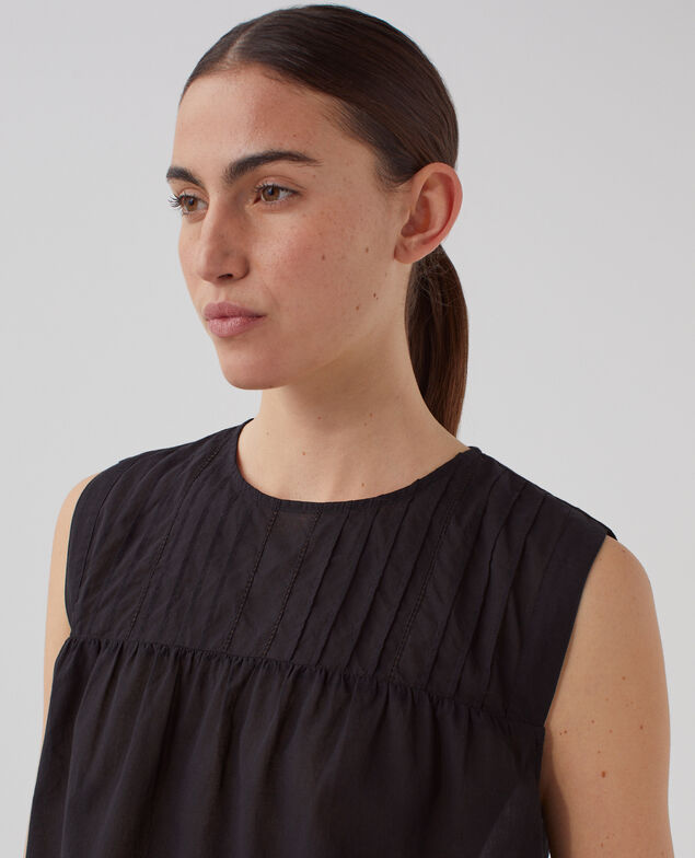 Cotton voile sleeveless top H091 black beauty