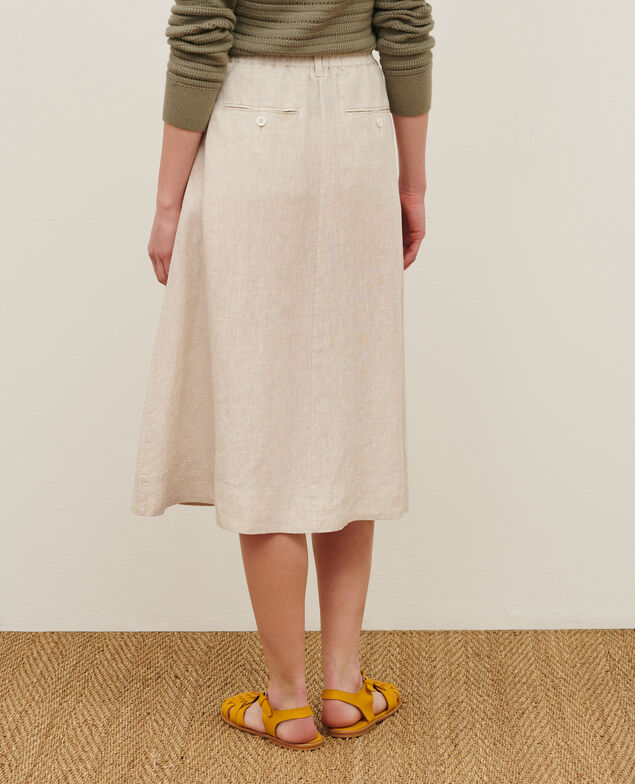 Linen midi skirt 0305 natural