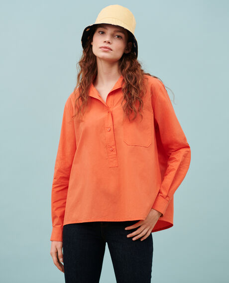 Loose cotton kaftan shirt 0250 tiger lily orange 3sbl018c12