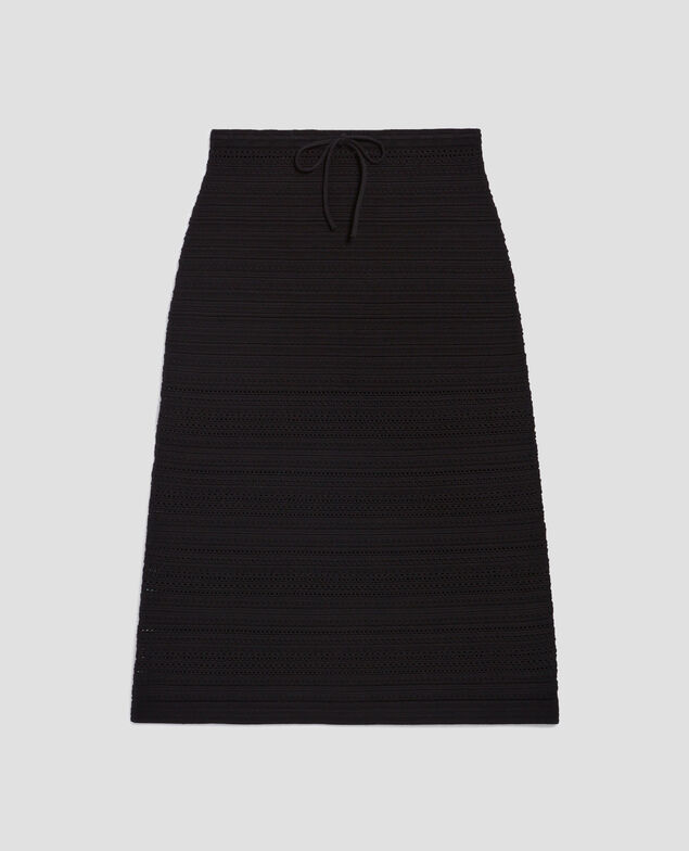 Cotton crochet midi skirt H091 black beauty
