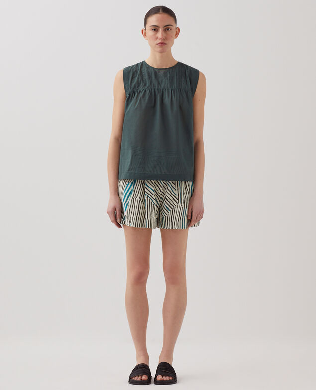 Cotton voile sleeveless top J590 spruce green