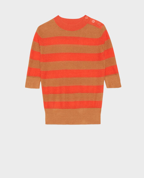 Short-sleeve linen jumper 0240 tiger lily stripes 3sju093l01