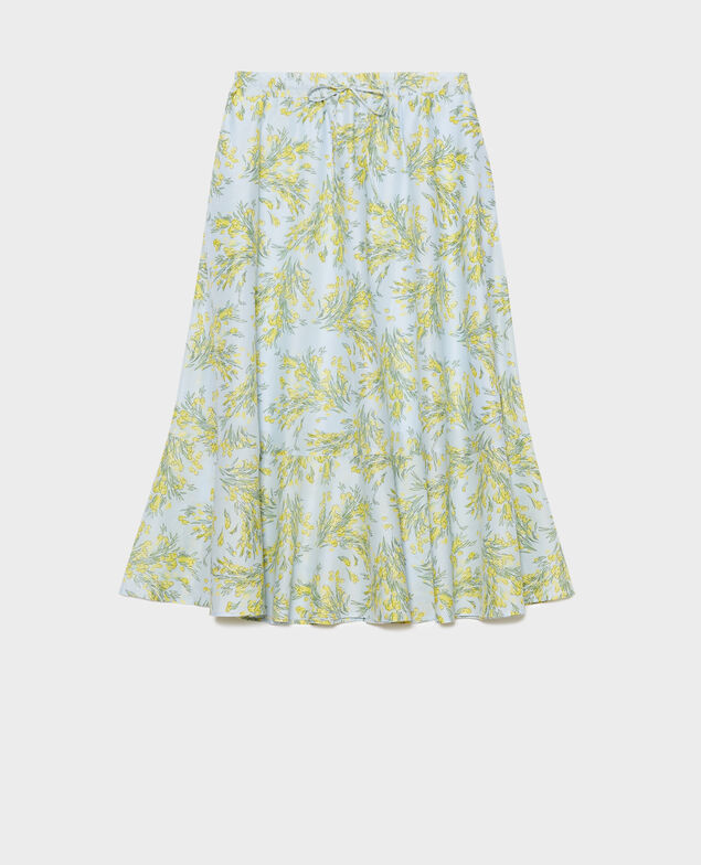 Floral cotton voile skirt 93 print blue