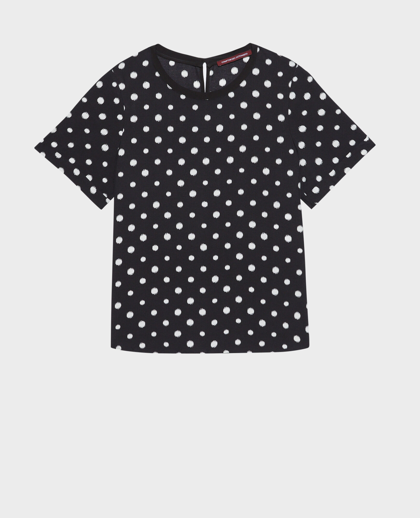 Polka dot print t-shirt 95 print black 2sto013v09