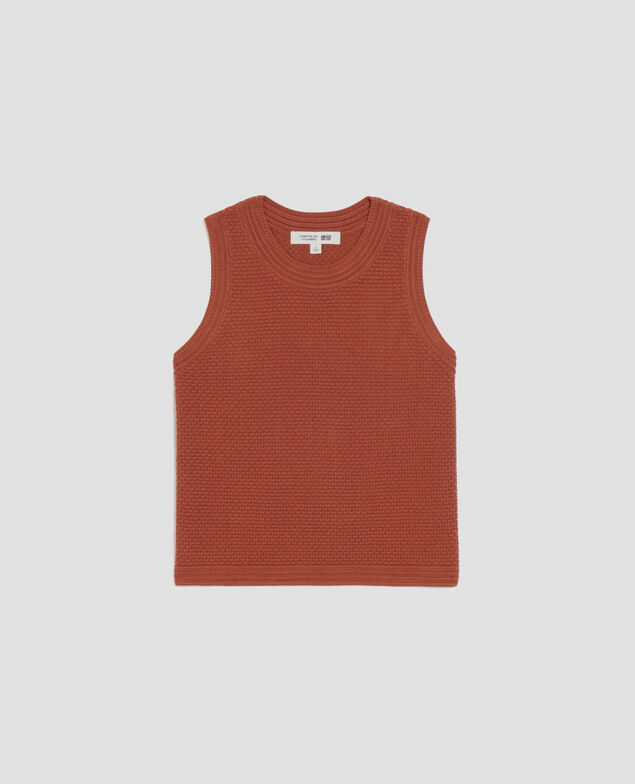 Cotton open knit tank top U260 orange