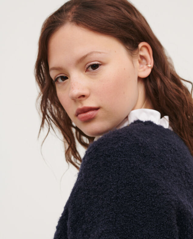 Round neck wool blend jumper 8841 69 navy