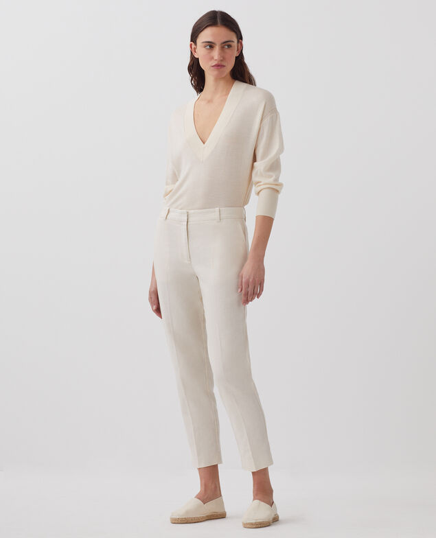 MARGUERITE - Cigarette trousers H303 white swan