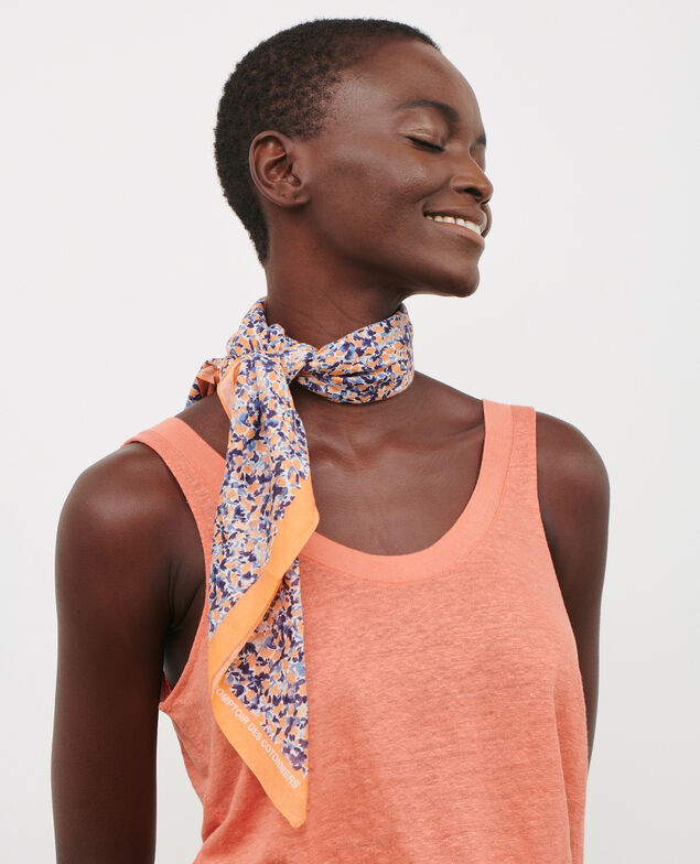 Cotton scarf 116 print blue