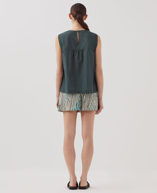 Cotton voile sleeveless top J590 spruce green