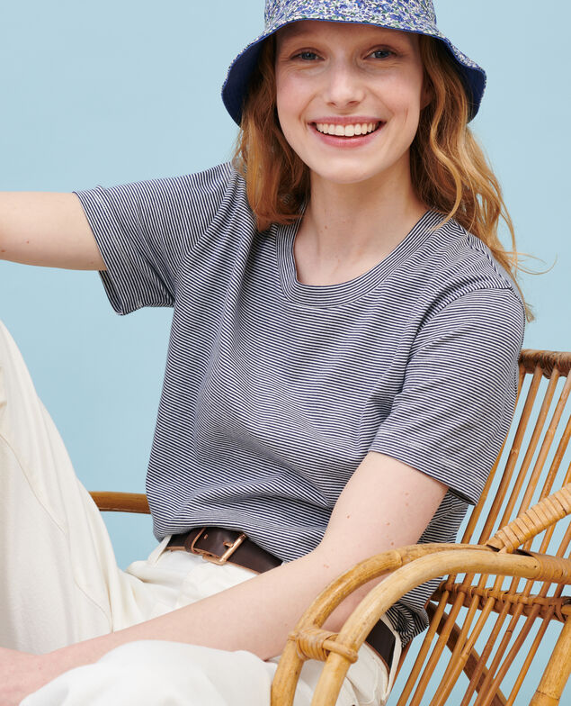 Round neck cotton t-shirt 121 stripes navy