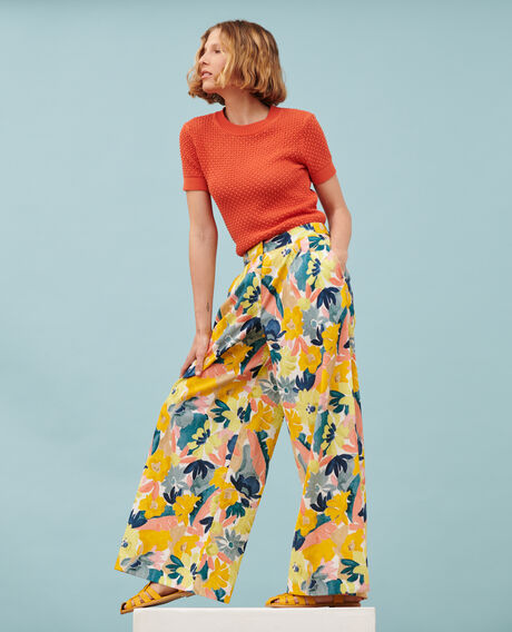 YVONNE - Loose cotton trousers 0430 palmeraie yellow 3spa290c10