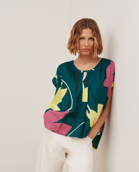 Printed blouse 0649 birdy blue 3sbl292c11