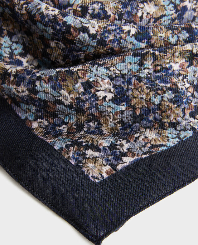 Printed wool scarf Stone blue