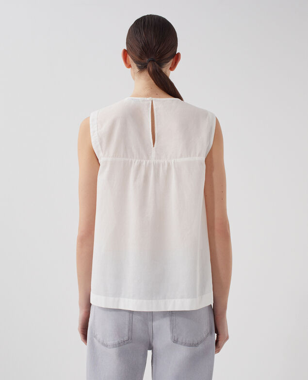 Cotton voile sleeveless top H013 gardenia