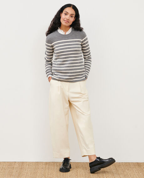MADDY - Striped merino wool jumper 8873 04 grey stripes 2wju244w21