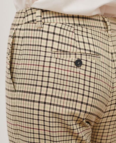 MARGUERITE - Cigarette trousers 0400 cream checks 3spa005c04